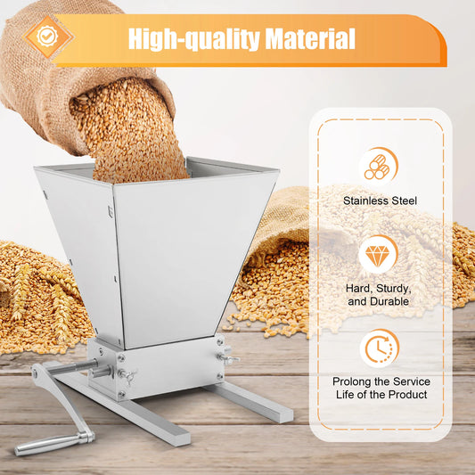 Manuelle Mühle mit einstellbarem Walzenabstand – Getreidemühle für Gerste & Weizen – Handbetriebene Mühle für Getreideschrot